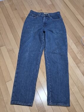 L.L. Bean Straight-Leg Women's FLANNEL Lined  Jeans in Dark Blue Denim